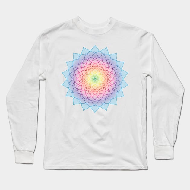 Rainbow Floral Mandala Long Sleeve T-Shirt by ElviraDraat